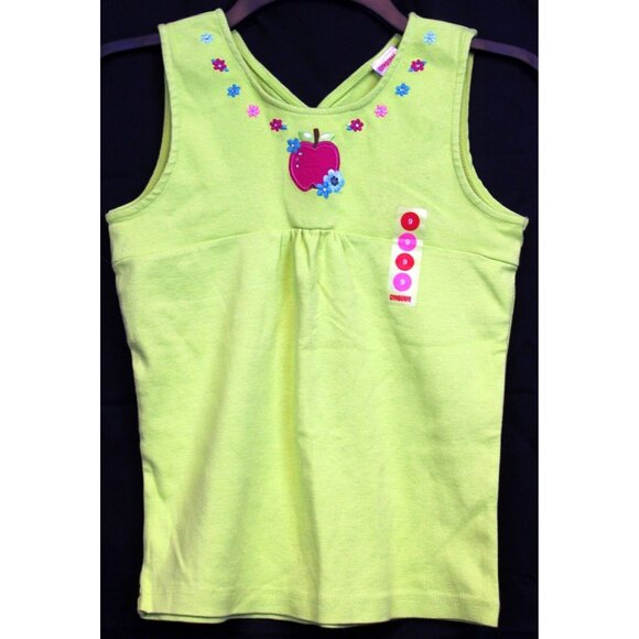 2007 Gymboree Candy Apple Green Tank Top Shirt Keyhole Back Flowers Sleeveless 9 - Picture 1 of 5